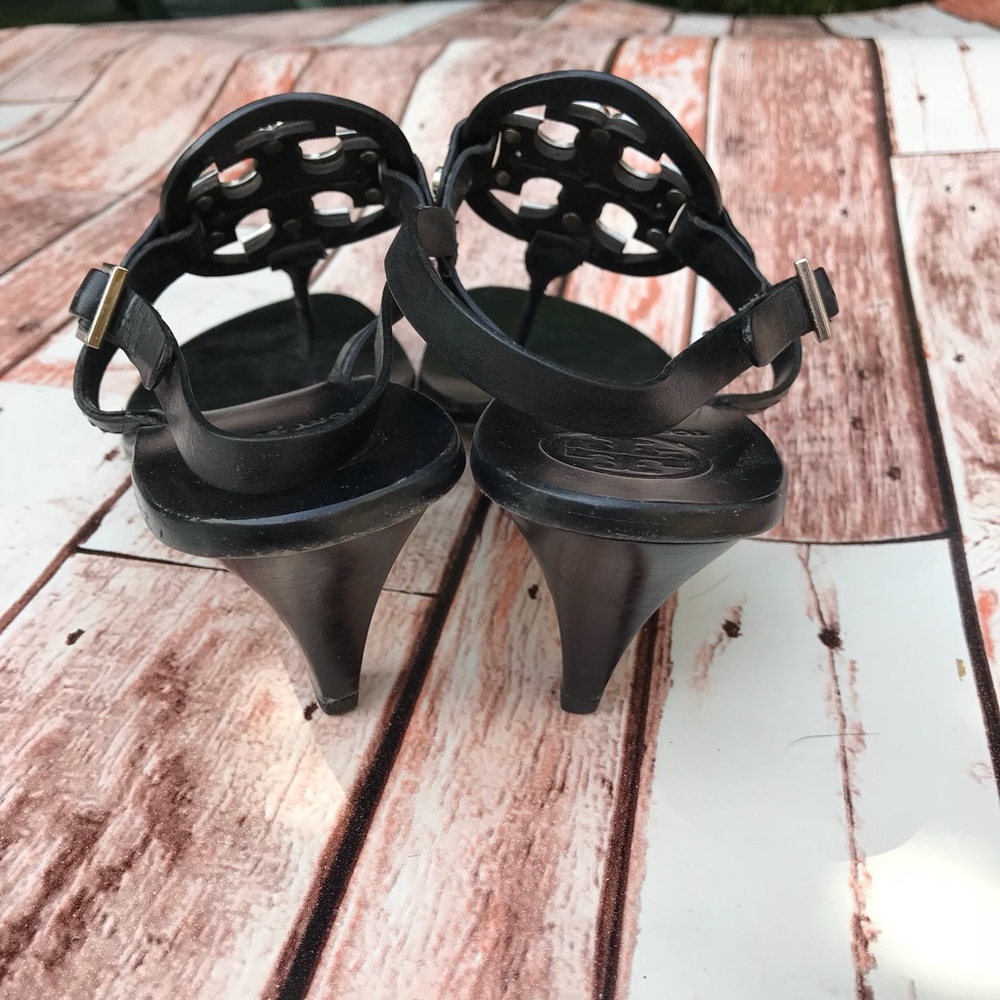 Tory Burch Black Sandals with Gold Accents - Picture 4 of 6